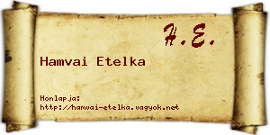 Hamvai Etelka névjegykártya
